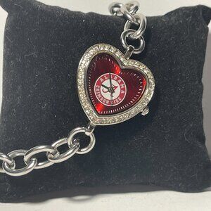 Alabama Crimson Tide NCAA Heart Stainless Steel Bracelet Watch by Game Time NEW